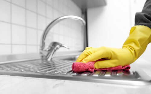 Hand Cleaning Stainless Steel Sink