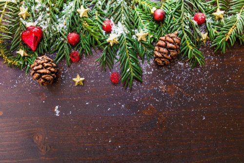 Christmas decorations on table