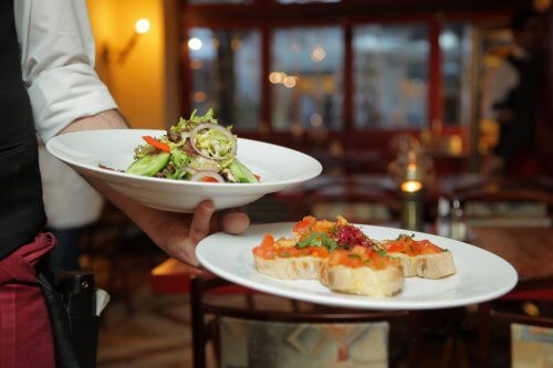 dinner served at a restaurant