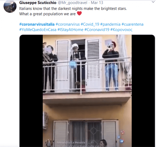 Italians singing outside balconies 