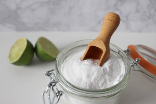 baking soda in glass jar